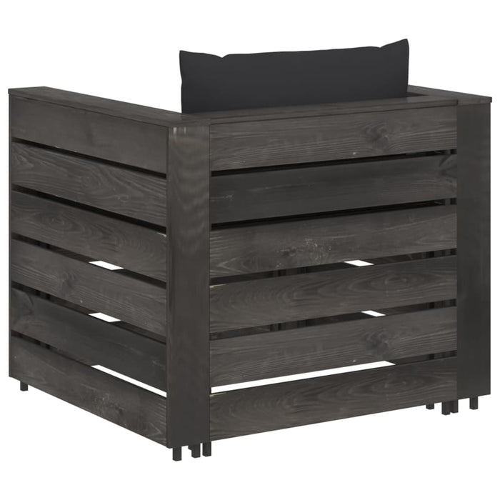 Set mobilier de grădină cu perne, 2 piese, gri, lemn tratat WALTI