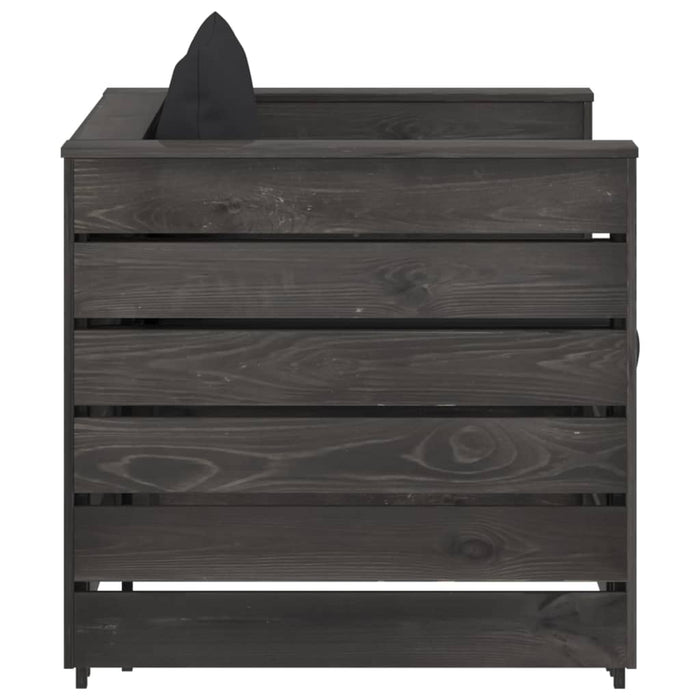 Set mobilier de grădină cu perne, 2 piese, gri, lemn tratat WALTI