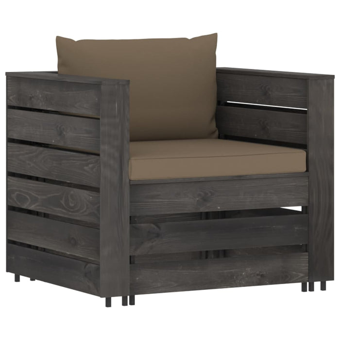 Set mobilier grădină, 2 piese, cu perne, gri, lemn impregnat WALTI