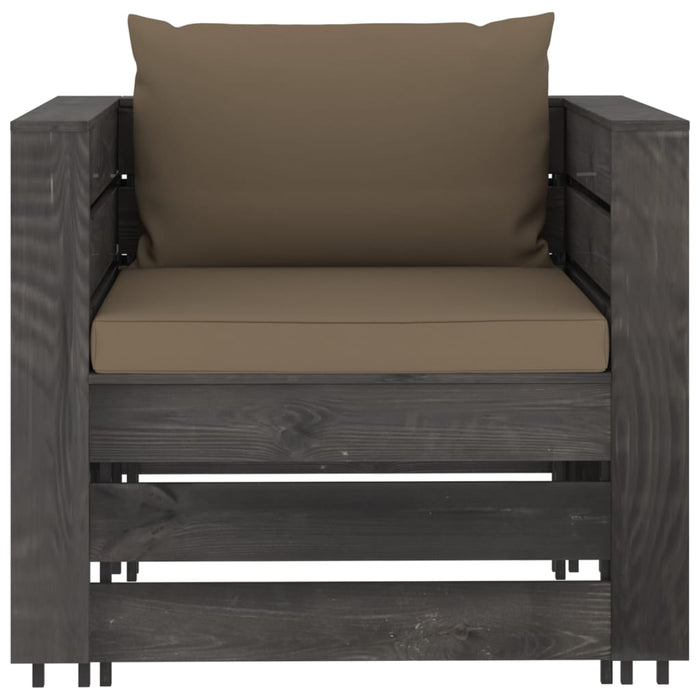 Set mobilier grădină, 2 piese, cu perne, gri, lemn impregnat WALTI