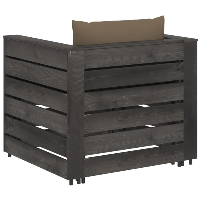 Set mobilier grădină, 2 piese, cu perne, gri, lemn impregnat WALTI