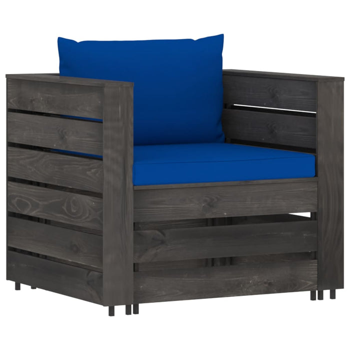 Set mobilier de grădină cu perne, 2 piese, lemn gri tratat - WALTI WALTI