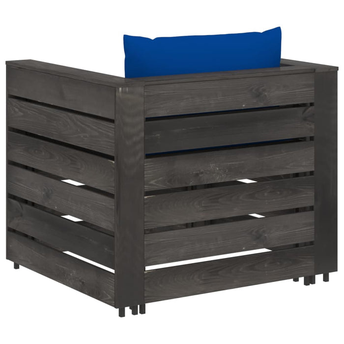 Set mobilier de grădină cu perne, 2 piese, lemn gri tratat - WALTI WALTI