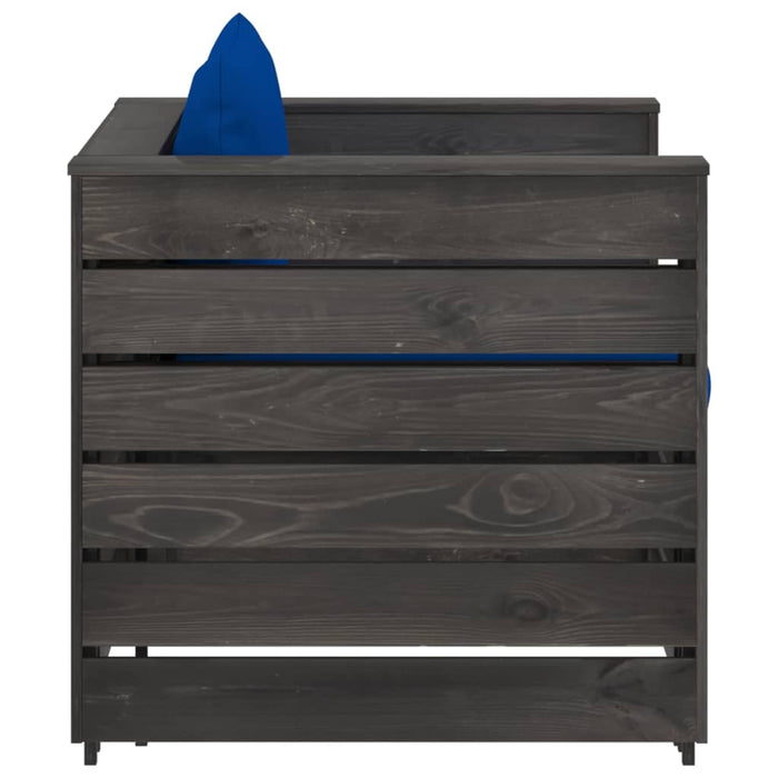 Set mobilier de grădină cu perne, 2 piese, lemn gri tratat - WALTI WALTI