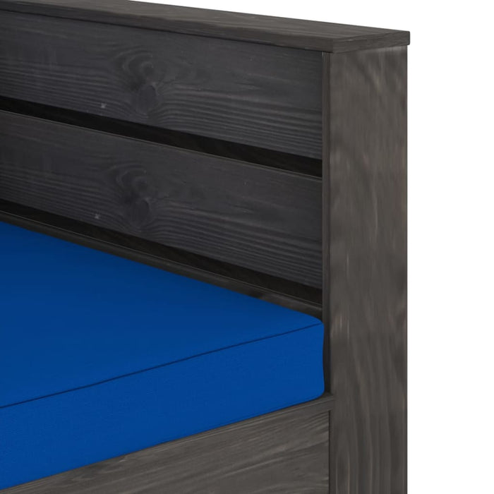 Set mobilier de grădină cu perne, 2 piese, lemn gri tratat - WALTI WALTI