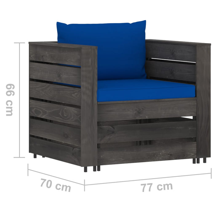 Set mobilier de grădină cu perne, 2 piese, lemn gri tratat - WALTI WALTI