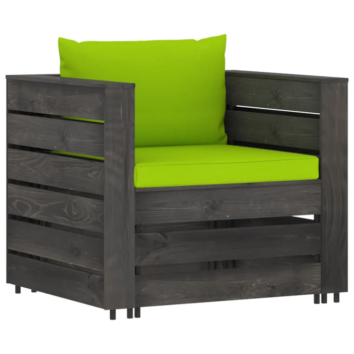 Set mobilier de grădină cu perne, 2 piese, gri, lemn tratat WALTI