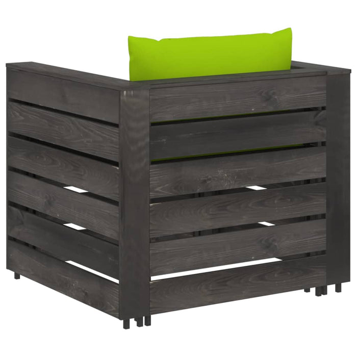 Set mobilier de grădină cu perne, 2 piese, gri, lemn tratat WALTI
