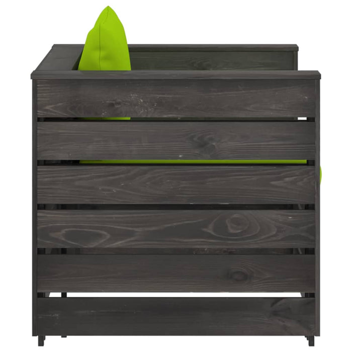 Set mobilier de grădină cu perne, 2 piese, gri, lemn tratat WALTI