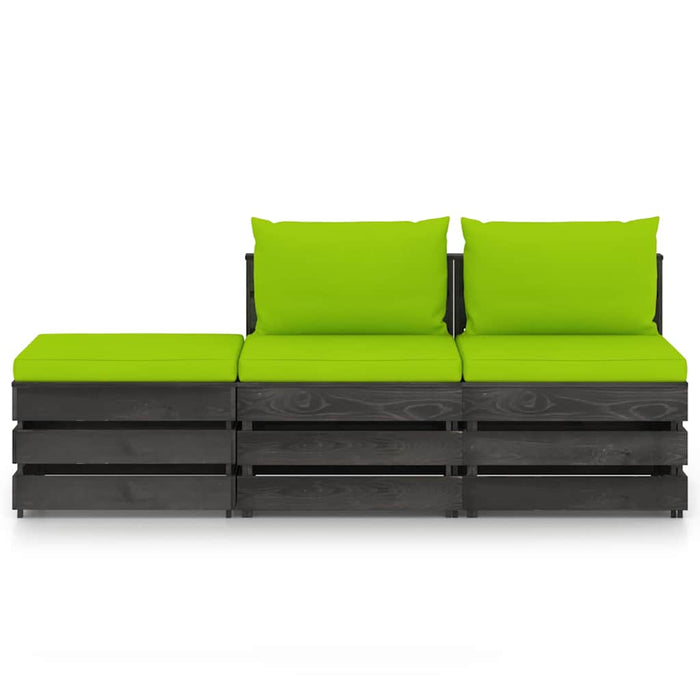 Set mobilier de grădină cu perne, 3 piese, gri, lemn tratat WALTI