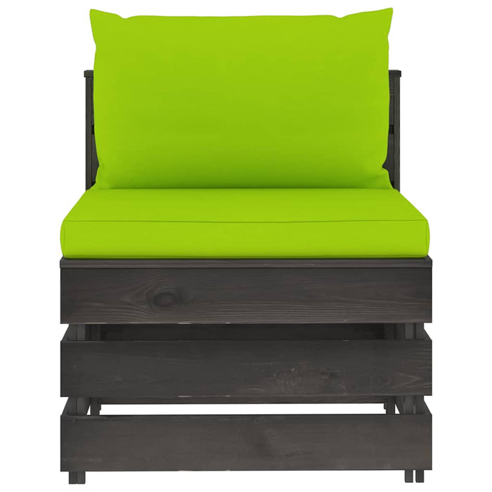 Set mobilier de grădină cu perne, 3 piese, gri, lemn tratat WALTI