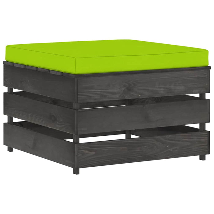 Set mobilier de grădină cu perne, 3 piese, gri, lemn tratat WALTI