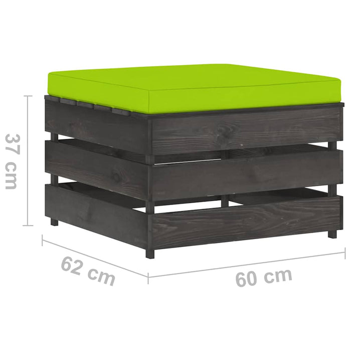 Set mobilier de grădină cu perne, 3 piese, gri, lemn tratat WALTI