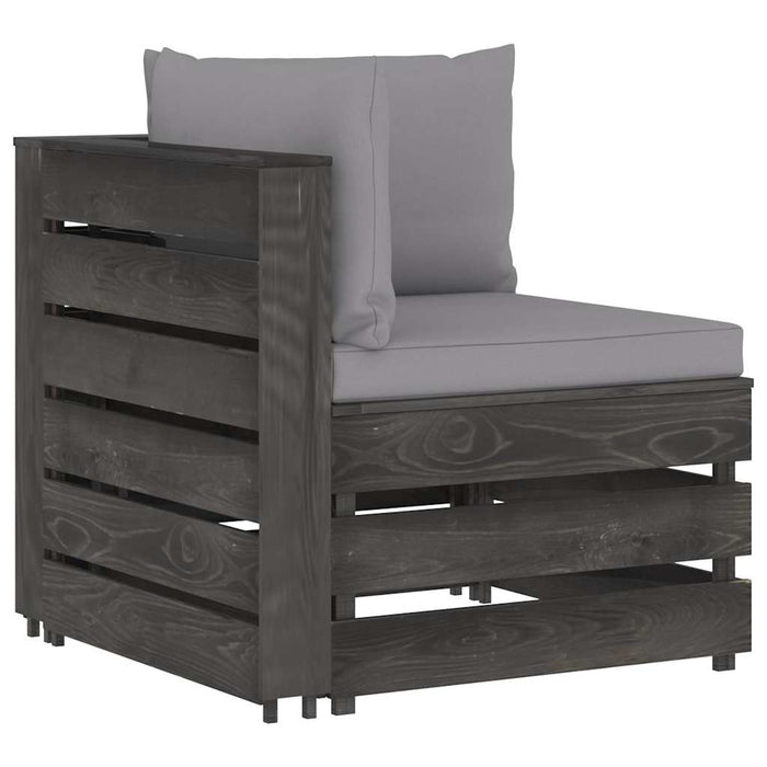 Set mobilier grădină cu perne, 9 piese, gri, lemn tratat WALTI