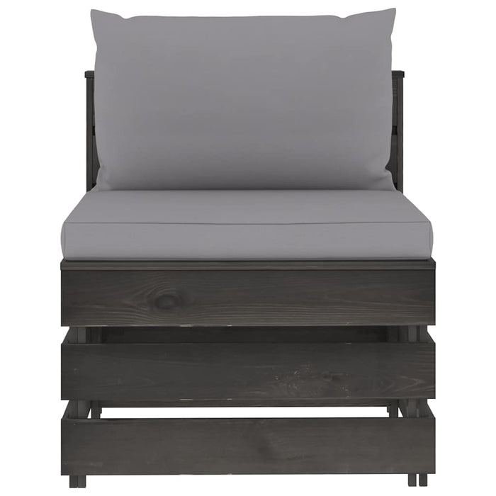 Set mobilier grădină cu perne, 9 piese, gri, lemn tratat WALTI