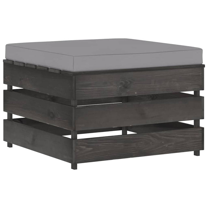 Set mobilier grădină cu perne, 9 piese, gri, lemn tratat WALTI