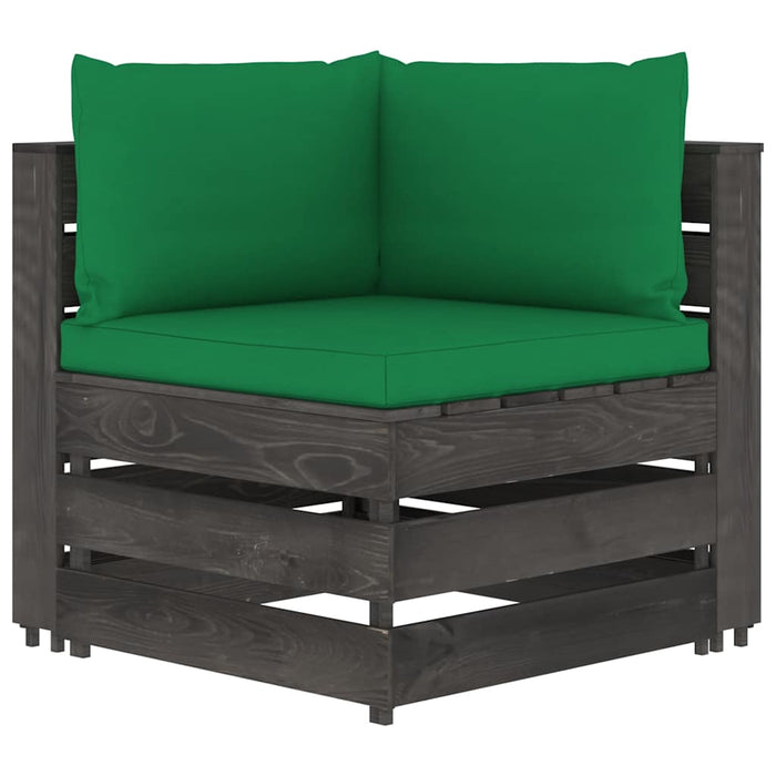 Set mobilier grădină cu perne, 11 piese, gri, lemn tratat WALTI