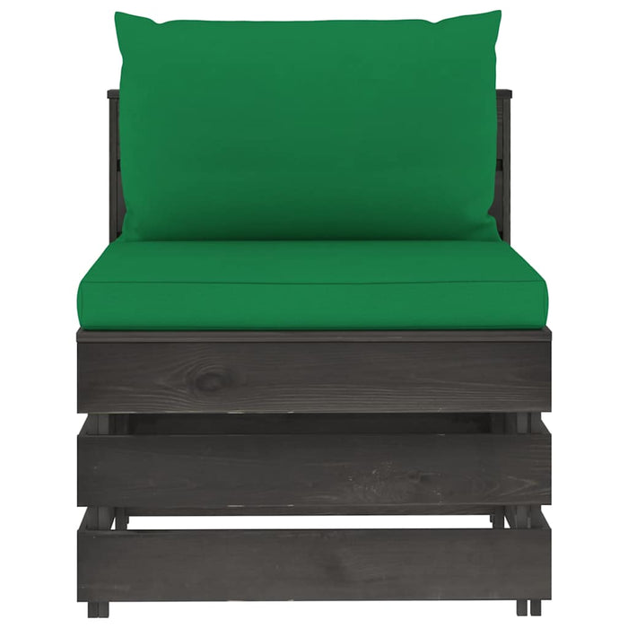 Set mobilier grădină cu perne, 11 piese, gri, lemn tratat WALTI