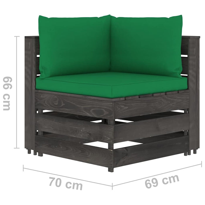 Set mobilier grădină cu perne, 11 piese, gri, lemn tratat WALTI