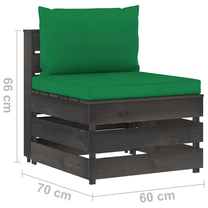 Set mobilier grădină cu perne, 11 piese, gri, lemn tratat WALTI