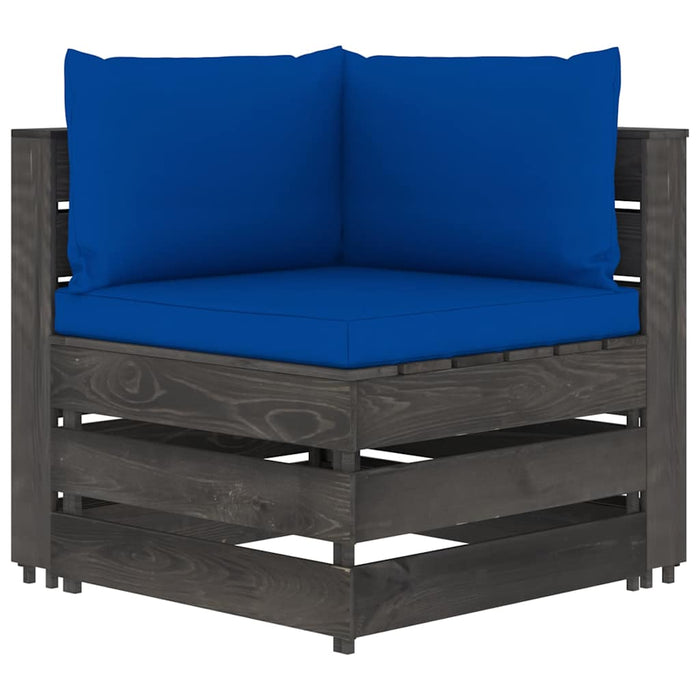 Set mobilier de grădină cu perne, 11 piese, gri, lemn tratat WALTI