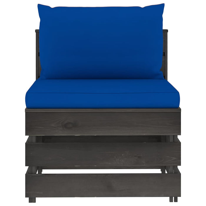 Set mobilier de grădină cu perne, 11 piese, gri, lemn tratat WALTI