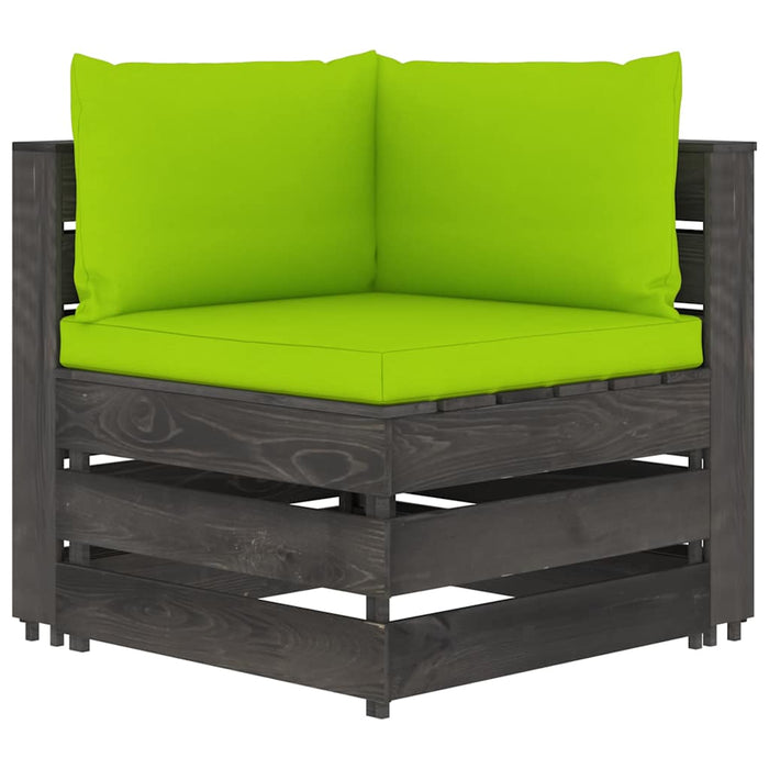 Set mobilier grădină cu perne, 11 piese, gri, lemn tratat WALTI