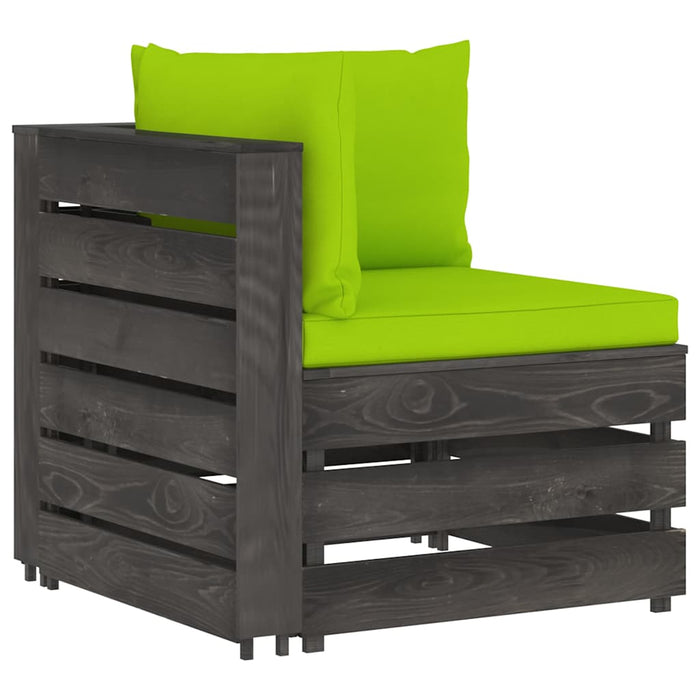 Set mobilier grădină cu perne, 11 piese, gri, lemn tratat WALTI