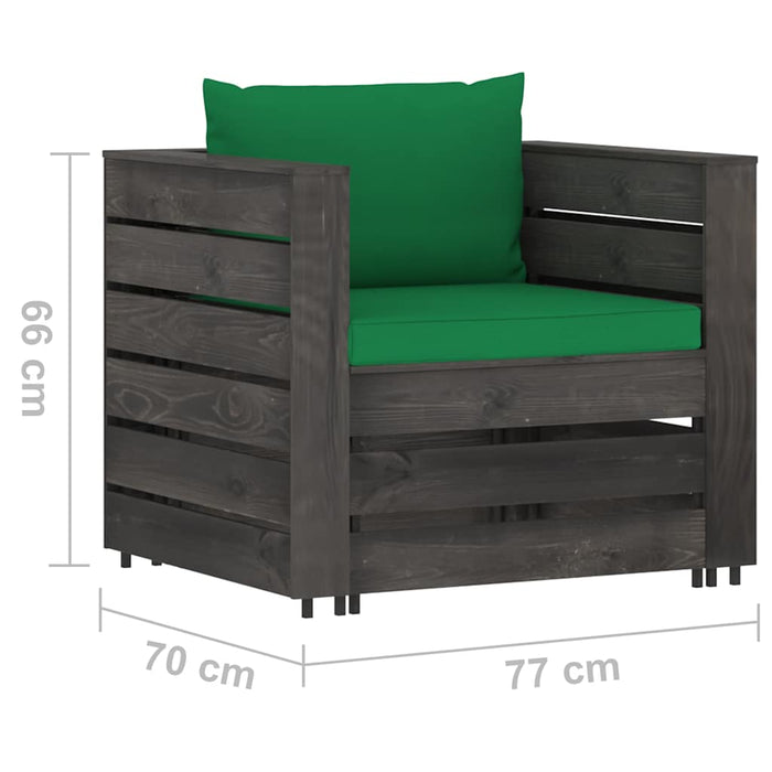 Set mobilier grădină cu perne, 6 piese, gri, lemn tratat WALTI