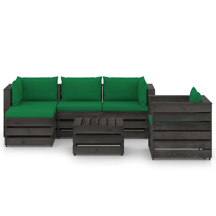 Set mobilier grădină cu perne, 6 piese, gri, lemn tratat WALTI