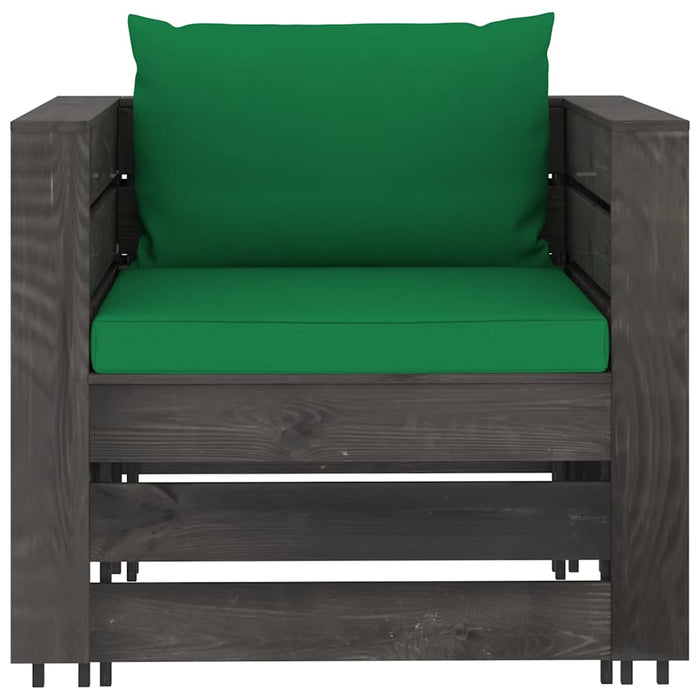 Set mobilier grădină cu perne, 6 piese, gri, lemn tratat WALTI
