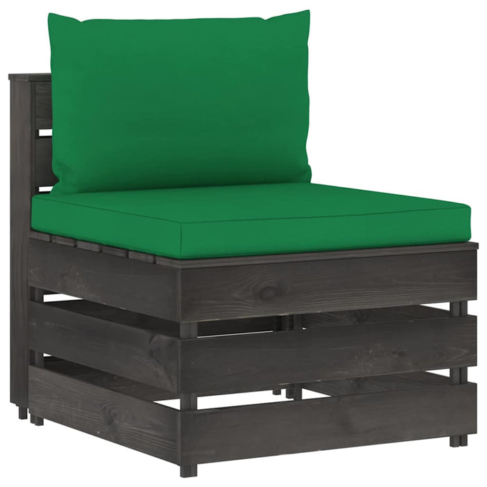 Set mobilier grădină cu perne, 6 piese, gri, lemn tratat WALTI