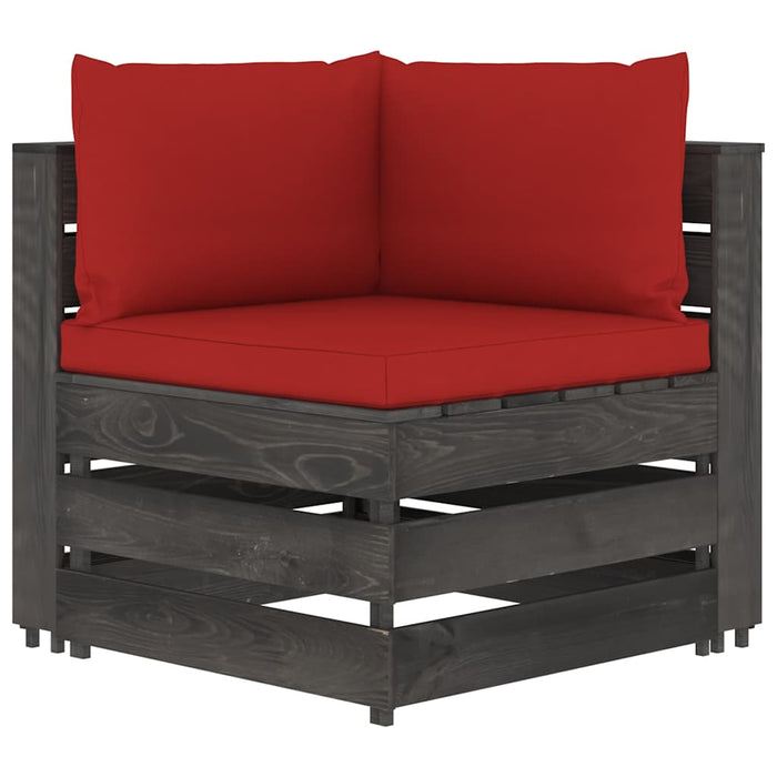 Set mobilier de grădină cu perne, 7 piese, gri, lemn tratat WALTI