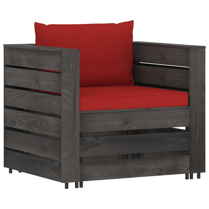 Set mobilier de grădină cu perne, 7 piese, gri, lemn tratat WALTI