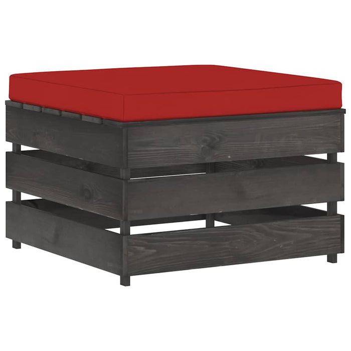 Set mobilier de grădină cu perne, 7 piese, gri, lemn tratat WALTI