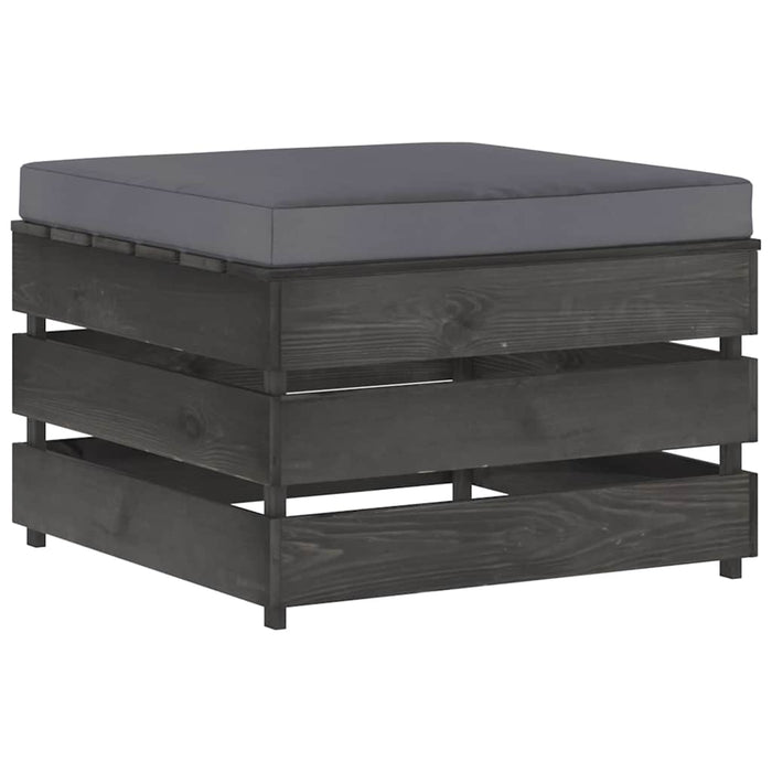 Set mobilier de grădină cu perne, 12 piese, gri, lemn tratat WALTI