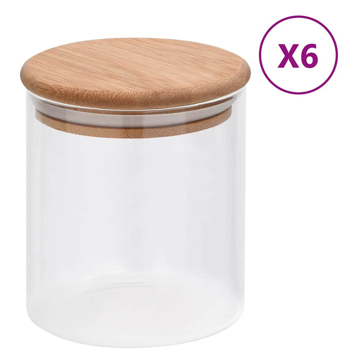 Borcane din sticlă depozitare, capac de bambus, 6 buc., 600 ml - WALTI WALTI