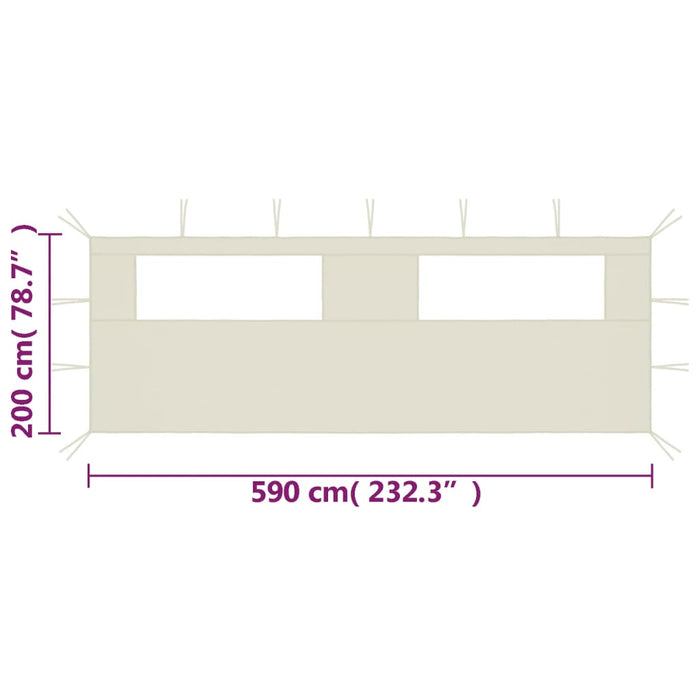Perete lateral foișor cu ferestre, 6x2 m, crem - WALTI WALTI