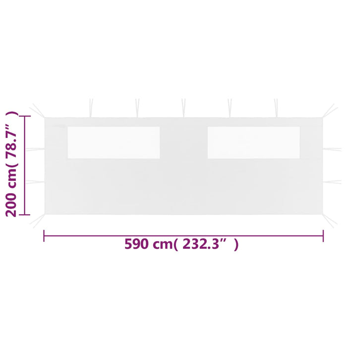 Perete lateral foișor cu ferestre, 6x2 m, alb - WALTI WALTI