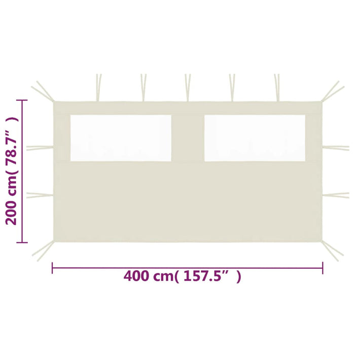 Perete lateral foișor cu ferestre, crem, 4x2 m - WALTI WALTI