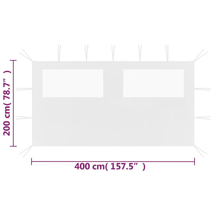 Perete lateral foișor cu ferestre, alb, 4x2 m - WALTI WALTI
