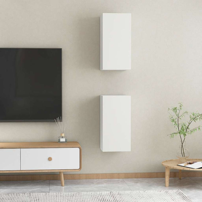 Comode TV, 2 buc., alb, 30,5x30x60 cm, lemn prelucrat WALTI