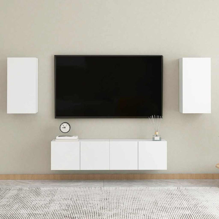 Comode TV, 2 buc., alb, 30,5x30x60 cm, lemn prelucrat WALTI