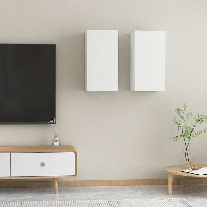 Comode TV, 2 buc., alb, 30,5x30x60 cm, lemn prelucrat WALTI