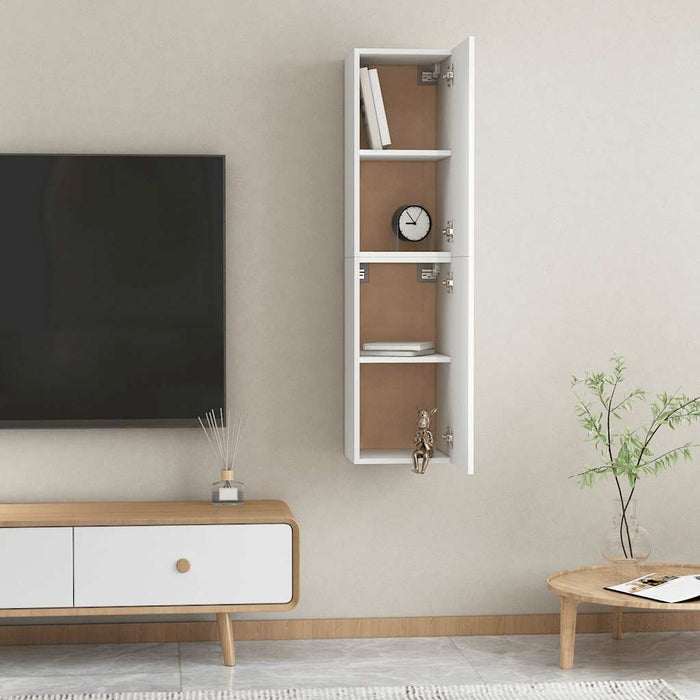 Comode TV, 2 buc., alb, 30,5x30x60 cm, lemn prelucrat WALTI