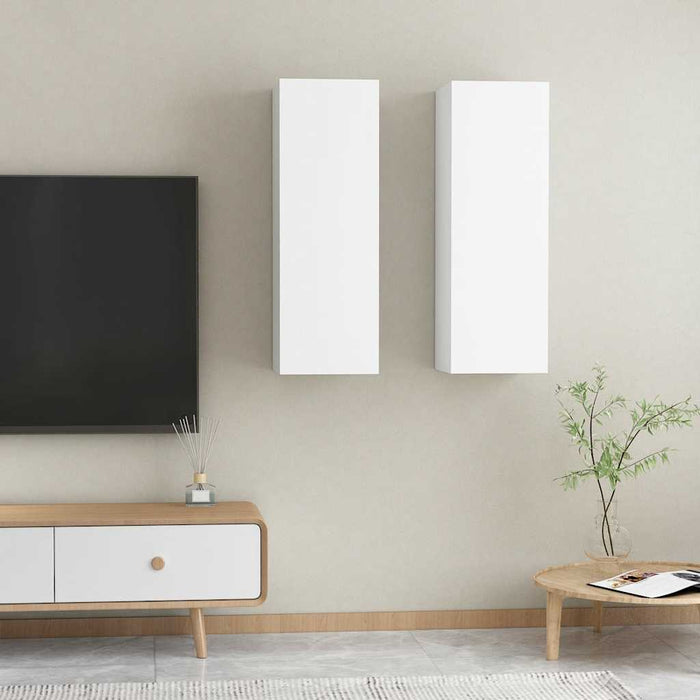 Comode TV, 2 buc., alb, 30,5x30x90 cm, lemn prelucrat WALTI