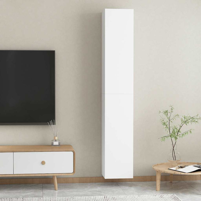 Comode TV, 2 buc., alb, 30,5x30x90 cm, lemn prelucrat WALTI