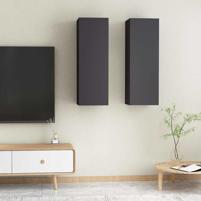Comode TV, 2 buc., gri, 30,5x30x90 cm lemn prelucrat WALTI