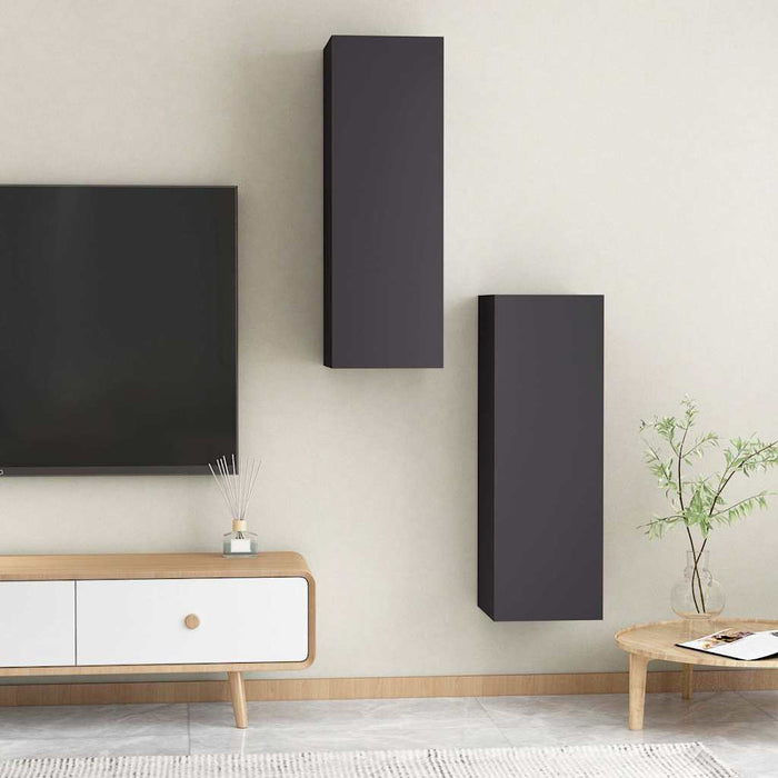 Comode TV, 2 buc., gri, 30,5x30x90 cm lemn prelucrat WALTI