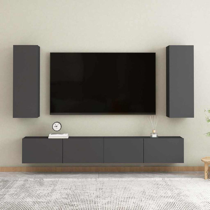 Comode TV, 2 buc., gri, 30,5x30x90 cm lemn prelucrat WALTI
